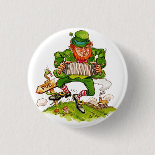 Leprechaun in Green, Happy Saint Patrick's Day Ronde Button 3,2 Cm