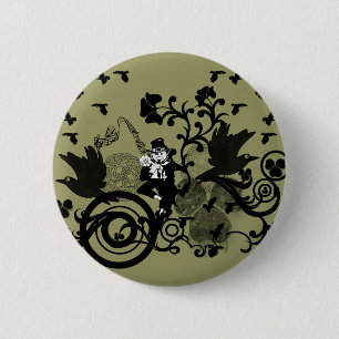 Leprechaun in het zwart ronde button 5,7 cm