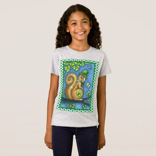 LEPRECHAUN IRISH SQUIRREL, ST. PATRICK'S DAG Lucky T-shirt (Voorkant volledig)