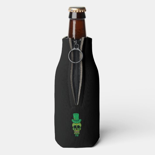 Leprechaun Irish Sugar Skull St Patricks Day Flesjeskoeler (Fles Achterkant)