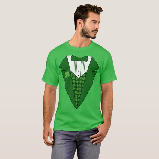 Leprechaun Irish Tuxedo T-shirt St Patricks Day (Voorkant volledig)