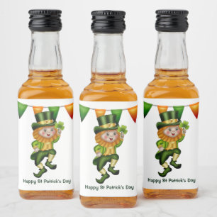Leprechaun Irish whiskey St Patrick's Day party Likeurfles Etiket