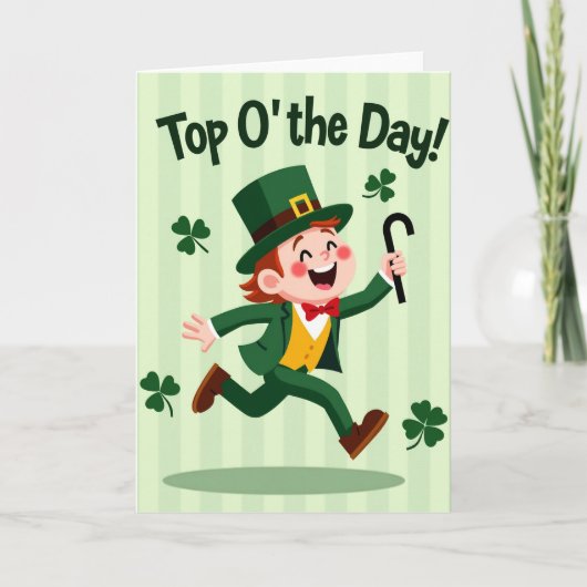 Leprechaun Joy Illustration Card Kaart (Voorkant)