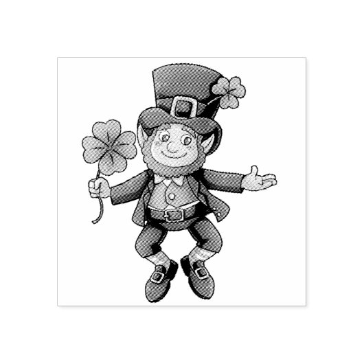 Leprechaun Jumping St. Patrick's Day Wood Block Rubberstempel (Afrduk)