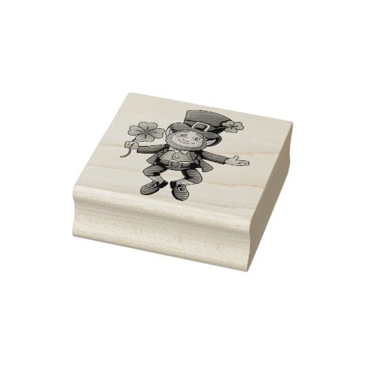 Leprechaun Jumping St. Patrick's Day Wood Block Rubberstempel (Stempel)