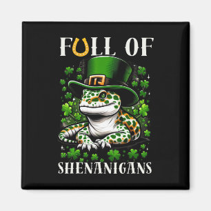 Leprechaun Klaverblad Luipaardgekko's St Patrick Magneet
