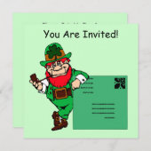 Leprechaun Lean St. Patrick's Day Uitnodiging (Voorkant / Achterkant)