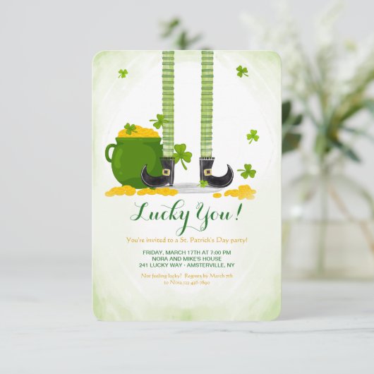Leprechaun Legs St. Patrick's Day Invitation (Debout devant)