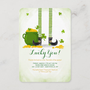 Leprechaun Legs St. Patrick's Day Invitation Kaart