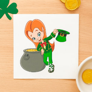 Leprechaun meisje papieren servetten
