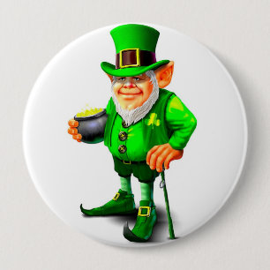LEPRECHAUN MET DE KNOP GOLD-toets Ronde Button 4,0 Cm