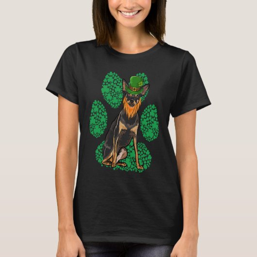 Leprechaun Miniature Pinscher St Patricks Day Sham T-shirt (Voorkant)