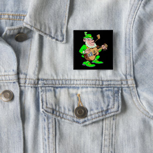 Leprechaun Musician Vierkante Button 5,1 Cm