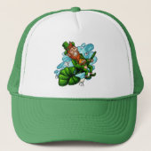 Leprechaun op een Shamrock St Patrick's Day Trucker Pet (Voorkant)