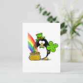 Leprechaun Penguin Briefkaart (Staand voorkant)