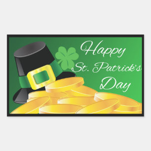Leprechaun Pet & gouden munten St. Patrick's Day Rechthoekige Sticker