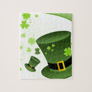 Leprechaun-petten met 4 bladklavers legpuzzel