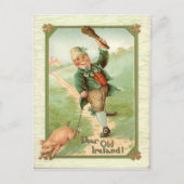 Leprechaun Pig Shillelagh St Patrick's Day Briefkaart (Voorkant)