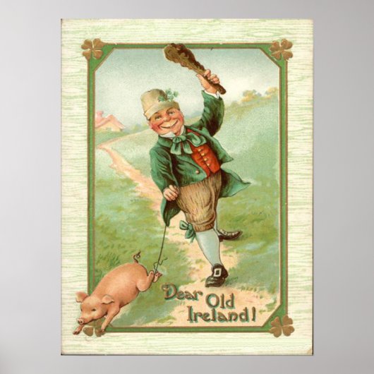 Leprechaun Pig Shillelagh St Patrick's Day Poster (Voorkant)
