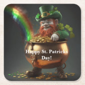 Leprechaun Pot Of Gold  Vierkante Kartonnen Onderzetter (Voorkant)