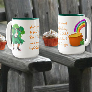 Leprechaun Pot o'Goud Regenboog Ierse Koffie Tweekleurige Koffiemok
