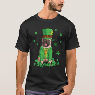 Leprechaun Pug St Patrick's Day Shamrock Hondenlie T-shirt