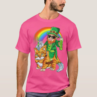 Leprechaun Riding Caticorn Unicorn Cat St. Patrick T-shirt