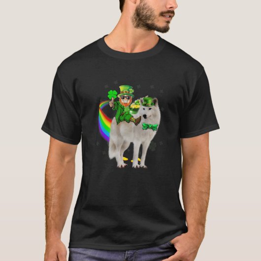 Leprechaun Riding Samoyed Dog St Patricks Day Sham T-shirt (Voorkant)