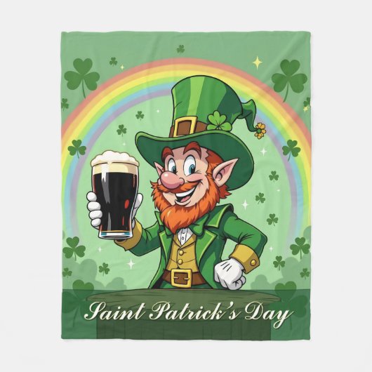 Leprechaun’s Cheers Beneath the Rainbow Fleece Deken (Voorkant)