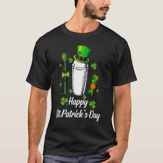 Leprechaun Shamrock Bartender Happy St Patrick's D T-shirt (Voorkant)
