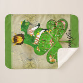 Leprechaun Shamrock "Happy St. Patrick's" Sherpa Deken (Voorkant (horizontaal))