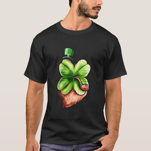 Leprechaun Shamrock met Pet van pijpen en staafvle T-shirt (Voorkant)