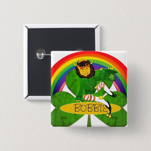 Leprechaun Shamrock Naam Button (Voorkant /achterkant)