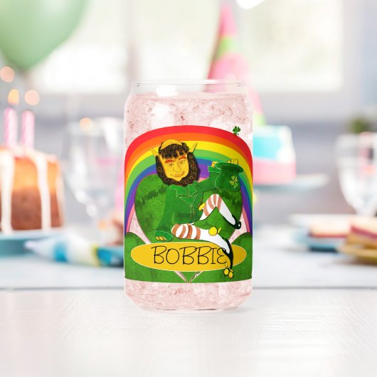 Leprechaun Shamrock Naam Button Blikvorm Glas (Insitu (Verjaardag))