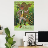 Leprechaun Shamrock Shillelagh Clay Pipe Poster (Thuiskantoor)