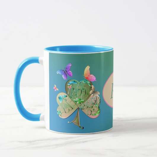 Leprechaun Shamrock St. Patrick's avec nom Mug (Gauche)