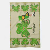 Leprechaun Shamrocks Grijs Theedoek (Verticaal)
