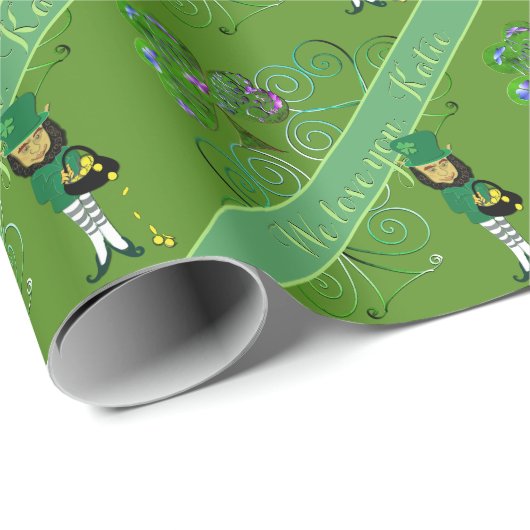 Leprechaun & Shamrocks inpakpapier (Rol Hoek)