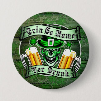 Leprechaun Skull 3: Erin Go Home Yer Drink Ronde Button 7,6 Cm
