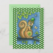 LEPRECHAUN SQUIRREL, ST. PATRICK'S DAG FEESTDAGENKAART (Voorkant / Achterkant)
