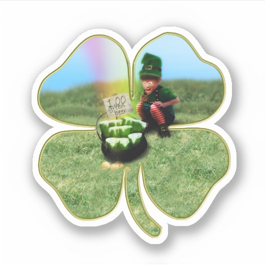 Leprechaun St. Patrick's Dag Sticker (Voorkant)