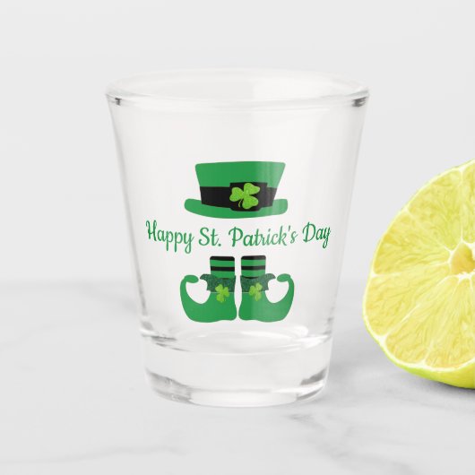 Leprechaun St. Patrick's Day Party Green Black Shot Glas (Voorkant)