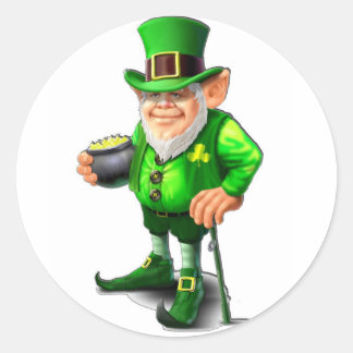 Leprechaun-Stickers Ronde Sticker