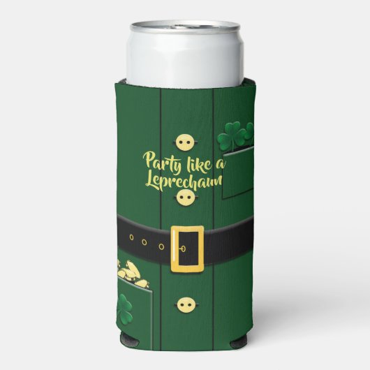 Leprechaun Suit St Patricks Day 12oz Slim (Seltzer Voorkant)