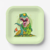 Leprechaun T-Rex St. Patrick's Day Papieren Bordje (Voorkant)
