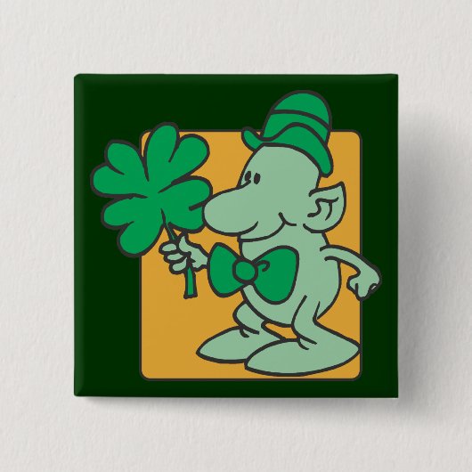 Leprechaun Vierkante Button 5,1 Cm (Voorkant)