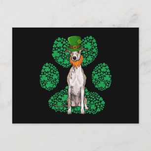 Leprechaun Whippet St Patricks Day Shamrock Paw Briefkaart
