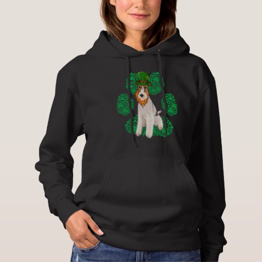Leprechaun Wire Fox Terrier St Patricks Day Shamro Hoodie (Voorkant)