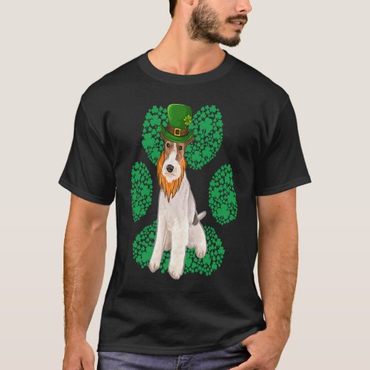 Leprechaun Wire Fox Terrier St Patricks Day Shamro T-shirt (Voorkant)