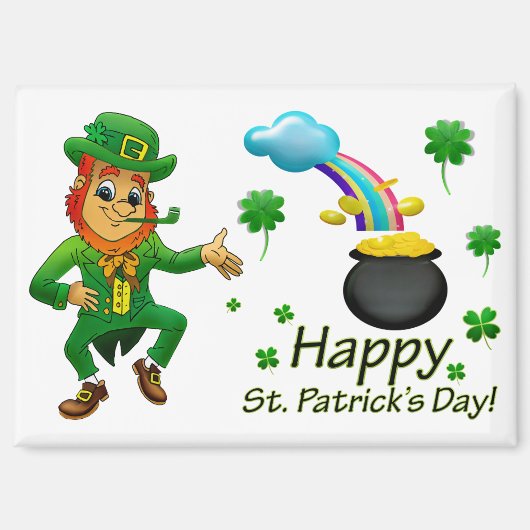 Leprechaun With Rainbow Magnet Magneet (Voorkant)